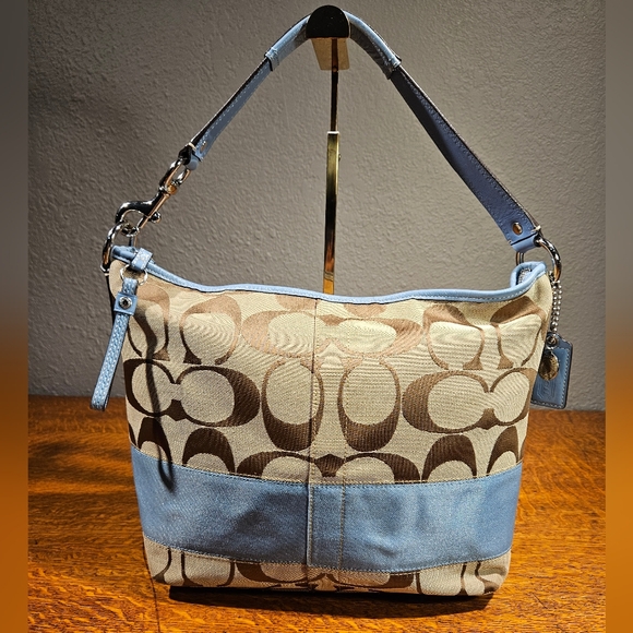 Coach Hobo Signature C Jacquard Light Blue - Picture 1 of 15